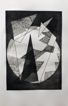 Gravure à l'aquatinte géométrique abstraite audacieuse d'avant-garde française, Op Art cinétique, Art cinétique