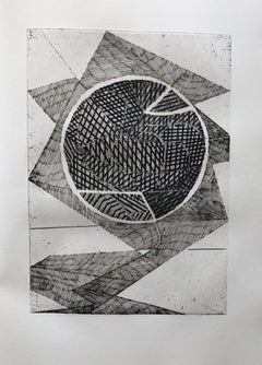 French Avant Garde Bold Abstract Geometric Aquatint Etching Op Art Kinetic