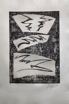 Gravure à l'aquatinte géométrique abstraite audacieuse d'avant-garde française, Op Art cinétique, Art cinétique