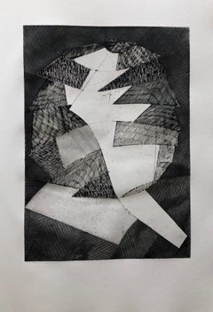 French Avant Garde Bold Abstract Geometric Aquatint Etching Op Art Kinetic