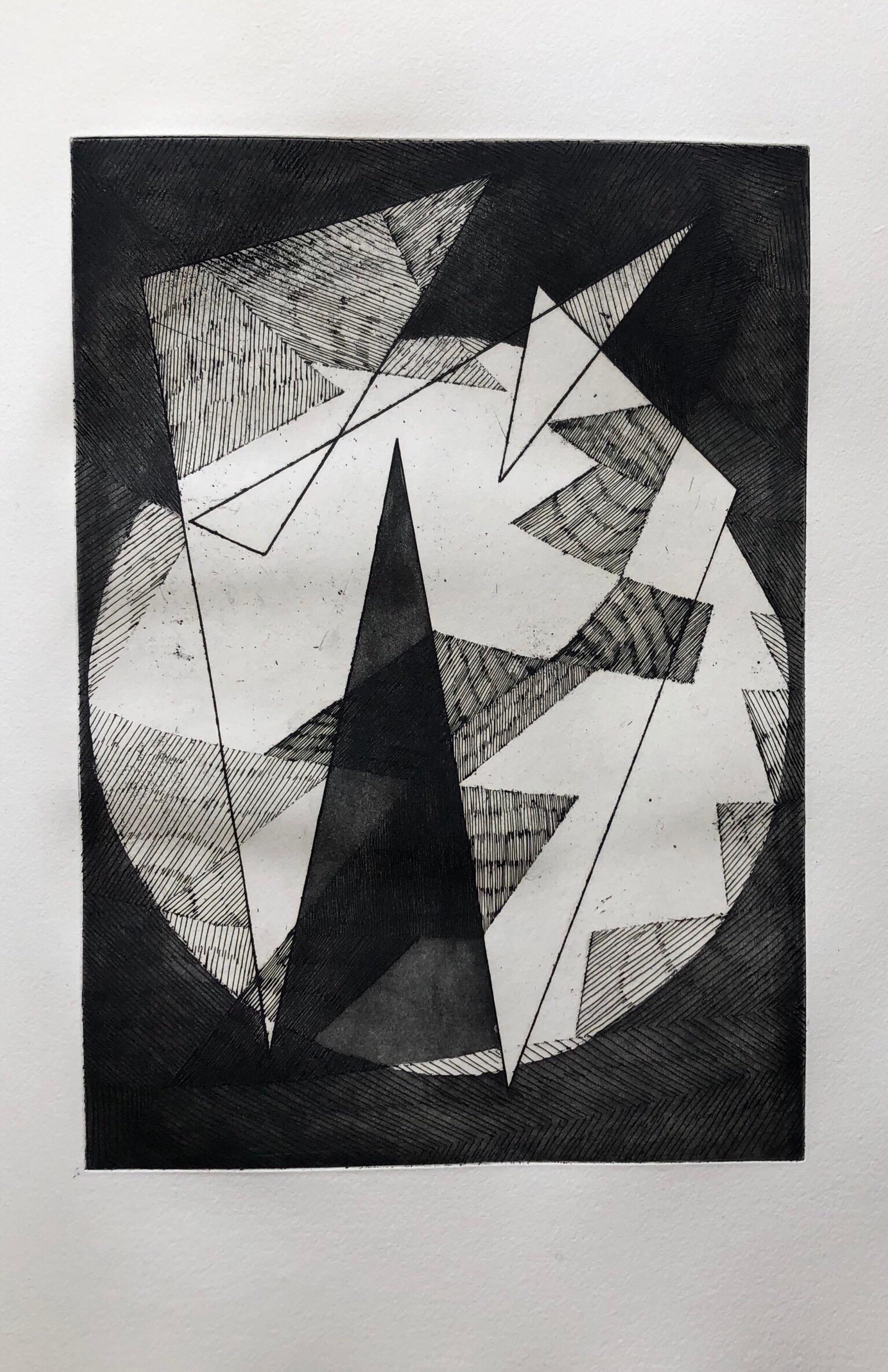 Avant Garde Français Abstrait Géométrique Aquatinte Gravure Op Art Kinetics - Print de Jean Deyrolle
