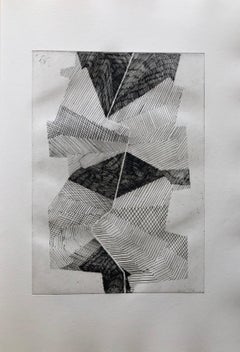 Avant Garde francese: incisione astratta geometrica all'acquatinta Op Art Kinetic