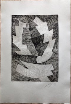 French Avant Garde Bold Abstract Geometric Aquatint Etching Op Art Kinetic