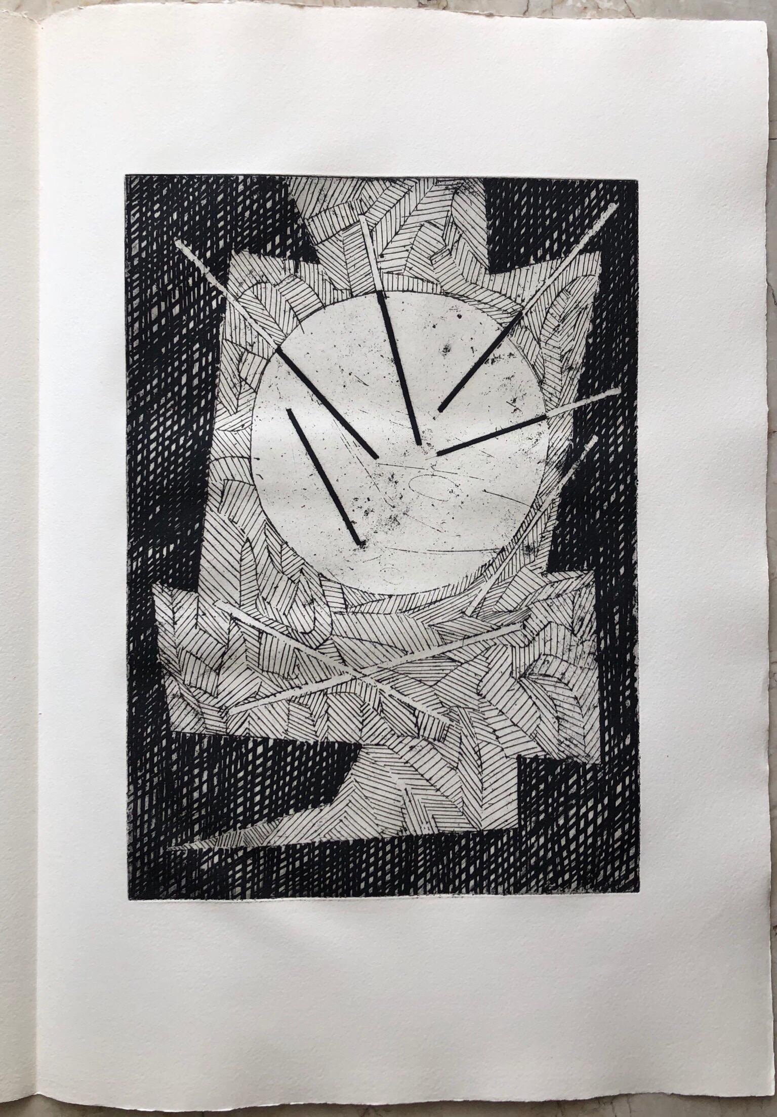 Gravure à l'aquatinte géométrique abstraite audacieuse d'avant-garde française, Op Art cinétique, Art cinétique - Géométrique abstrait Print par Jean Deyrolle