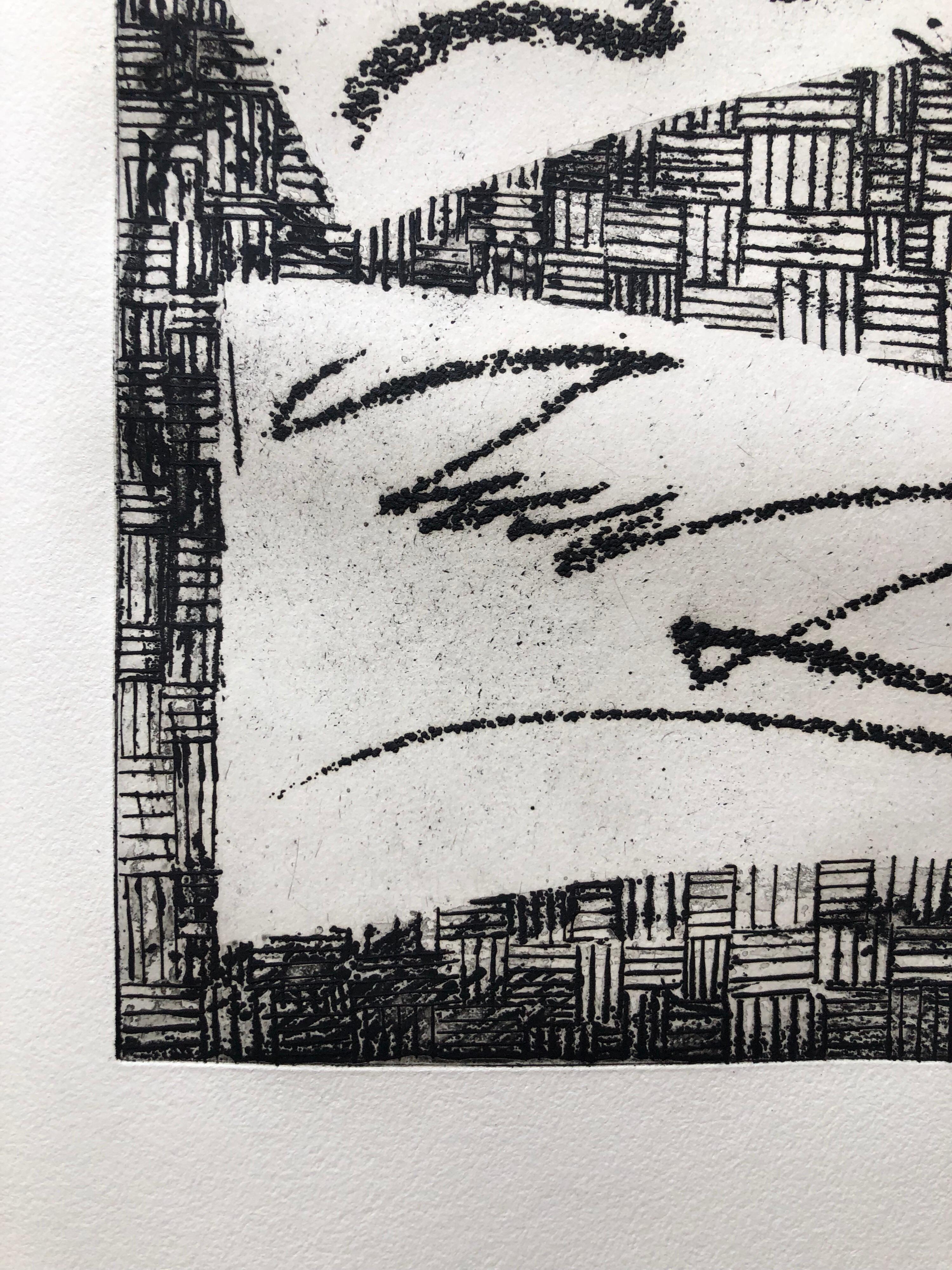 Avant Garde Français Abstrait Géométrique Aquatinte Gravure Op Art Kinetics - Gris Abstract Print par Jean Deyrolle