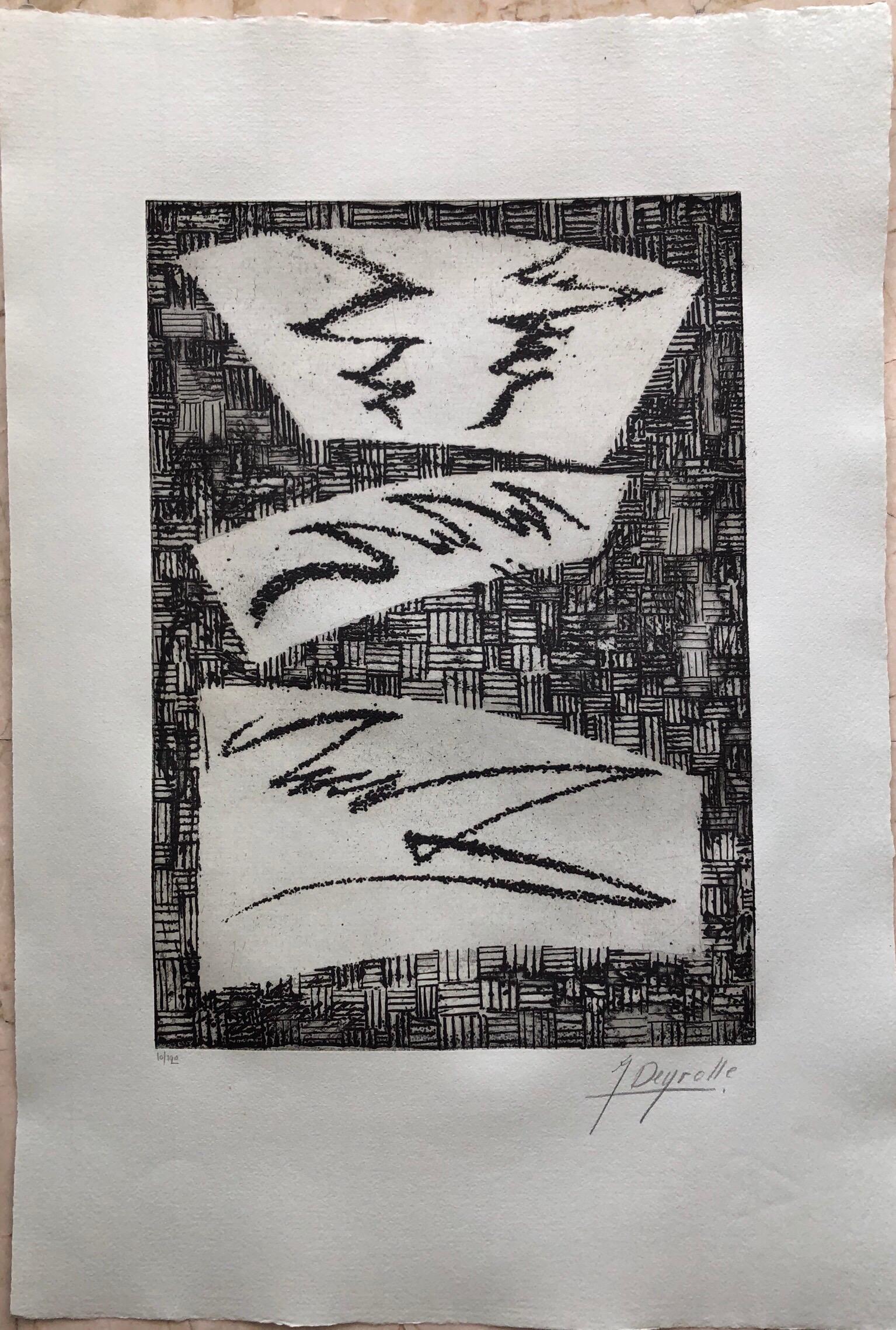 French Avant Garde Bold Abstract Geometric Aquatint Etching Op Art Kinetic For Sale 1