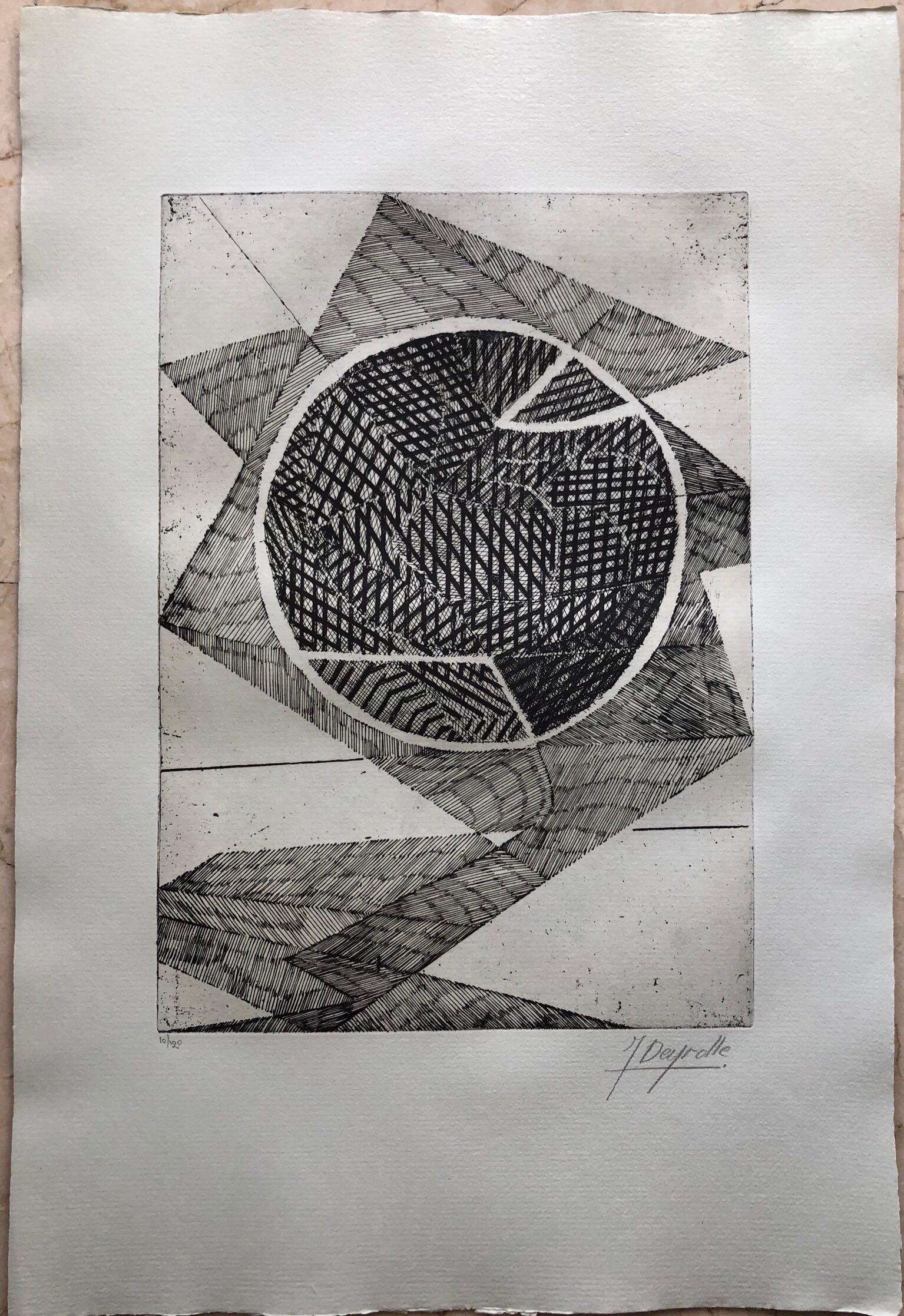 French Avant Garde Bold Abstract Geometric Aquatint Etching Op Art Kinetic For Sale 2