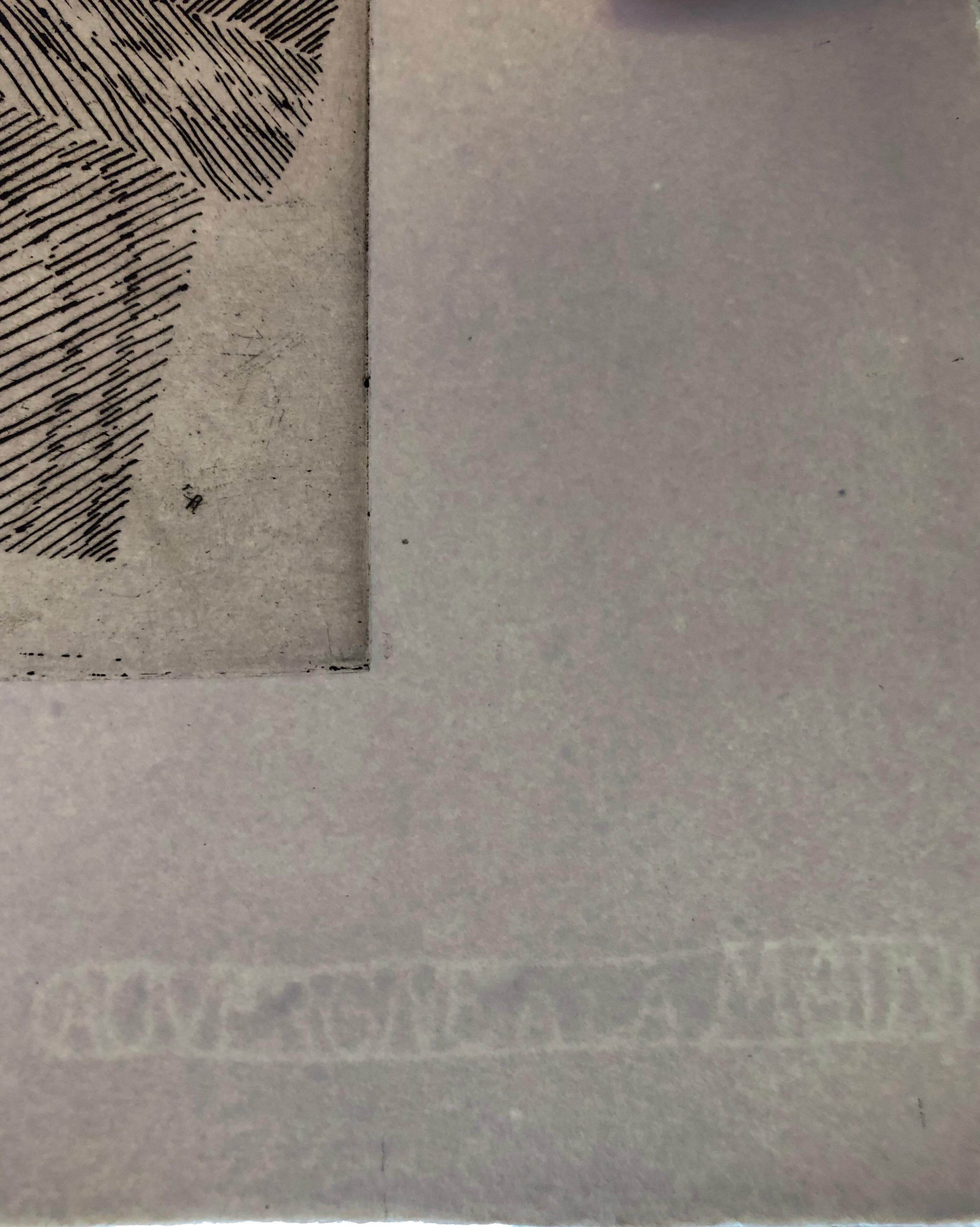 Gravure à l'aquatinte géométrique abstraite audacieuse d'avant-garde française, Op Art cinétique, Art cinétique 1