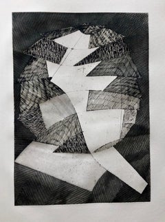 French Avant Garde Bold Abstract Geometric Aquatint Etching Op Art Kinetic