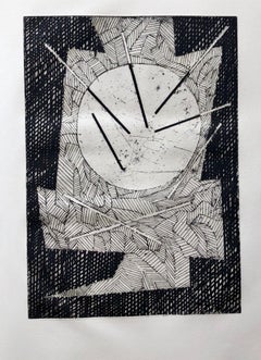 French Avant Garde Bold Abstract Geometric Aquatint Etching Op Art Kinetic