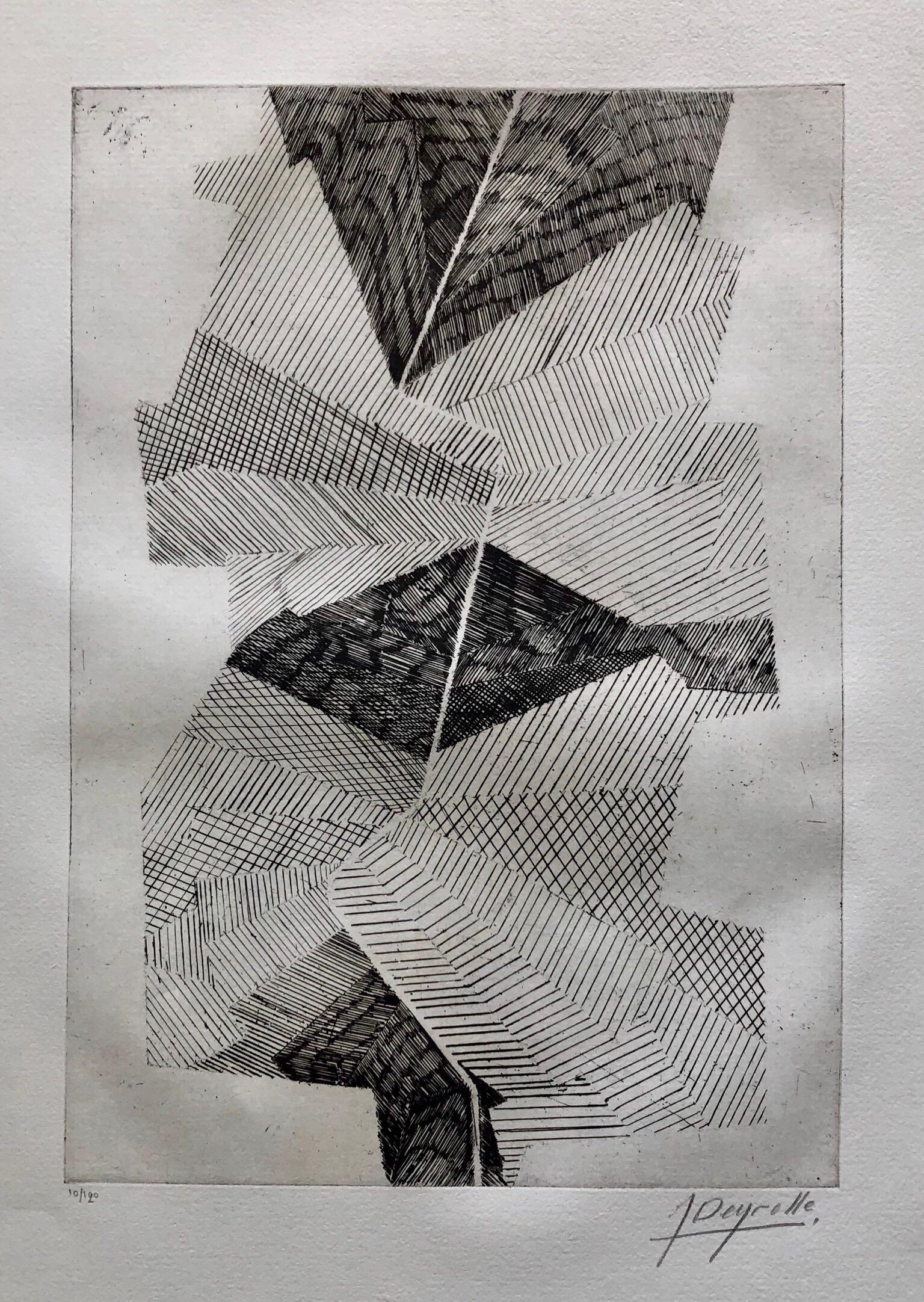 Jean Deyrolle Abstract Print - French Avant Garde Bold Abstract Geometric Aquatint Etching Op Art Kinetic