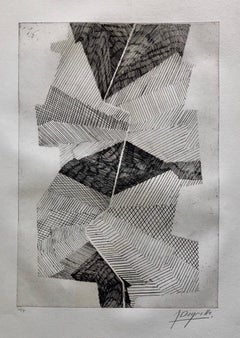 Gravure à l'aquatinte géométrique abstraite audacieuse d'avant-garde française:: Op Art cinétique:: Art cinétique