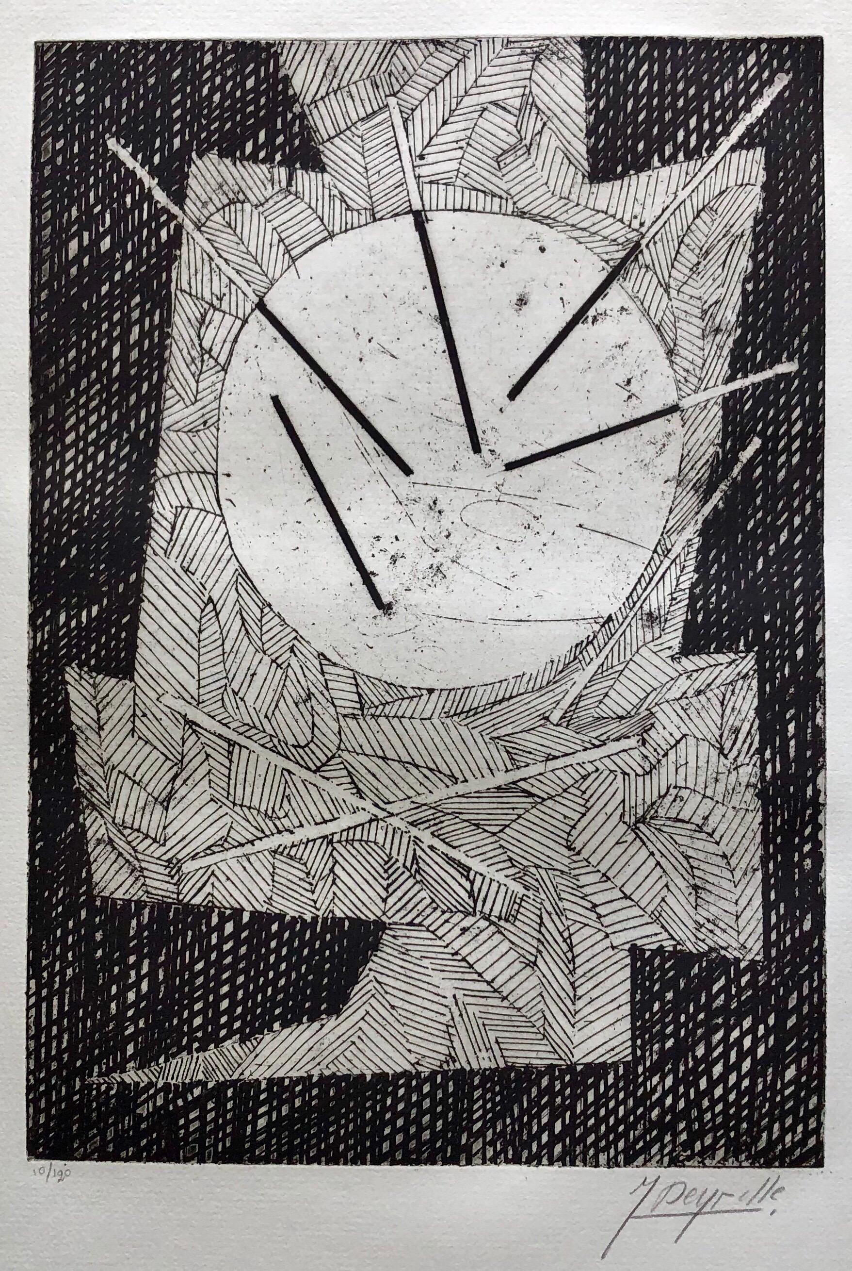 Jean Deyrolle Abstract Print - French Avant Garde Bold Abstract Geometric Aquatint Etching Op Art Kinetic