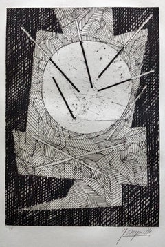 Vintage French Avant Garde Bold Abstract Geometric Aquatint Etching Op Art Kinetic