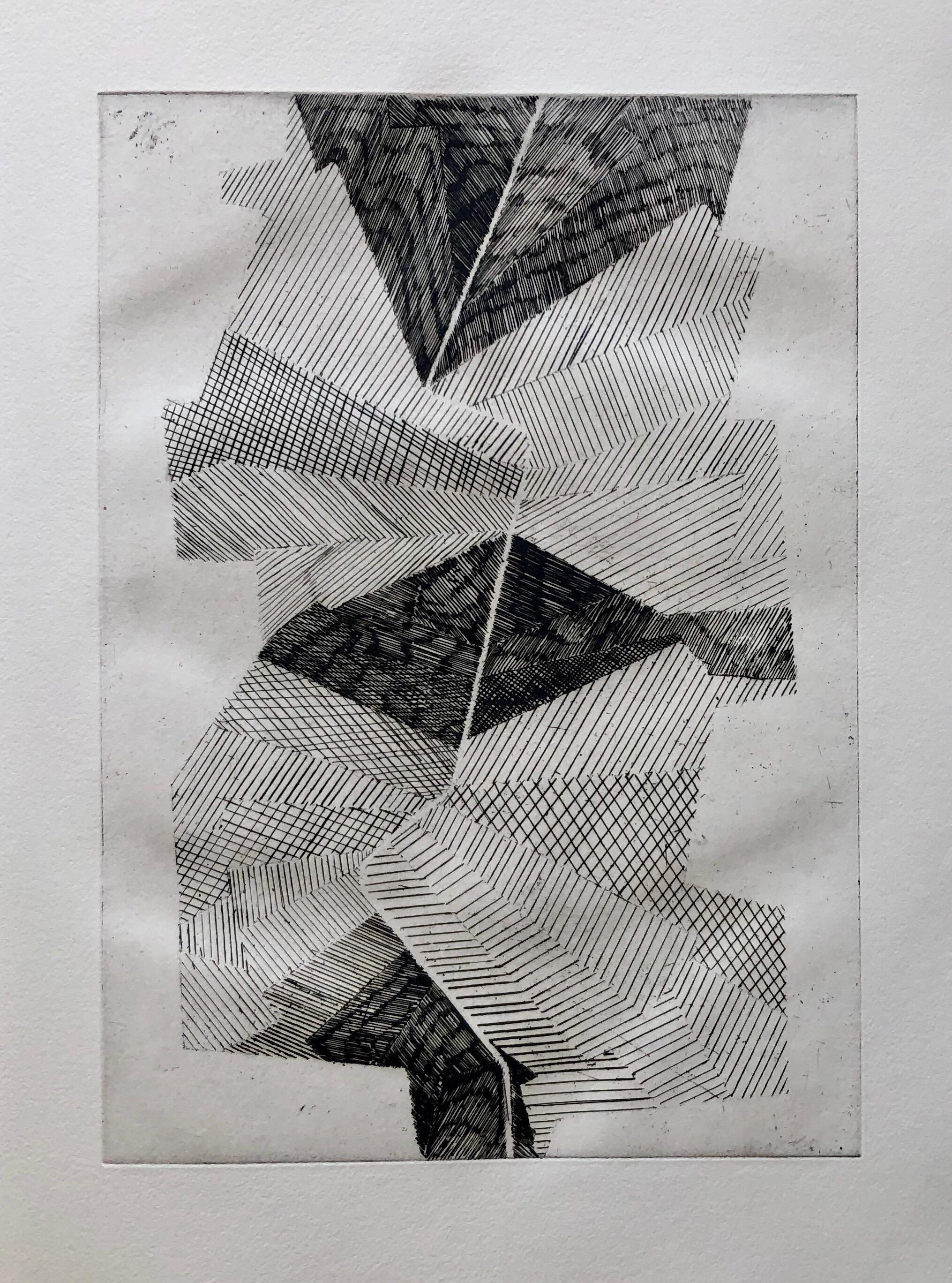 Avant Garde Français Abstrait Géométrique Aquatinte Gravure Op Art Kinetics