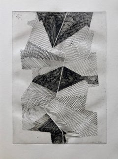 Avant Garde francese: incisione astratta geometrica all'acquatinta Op Art Kinetic