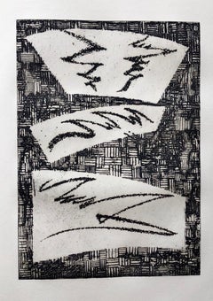 Avant Garde Français Abstrait Géométrique Aquatinte Gravure Op Art Kinetics