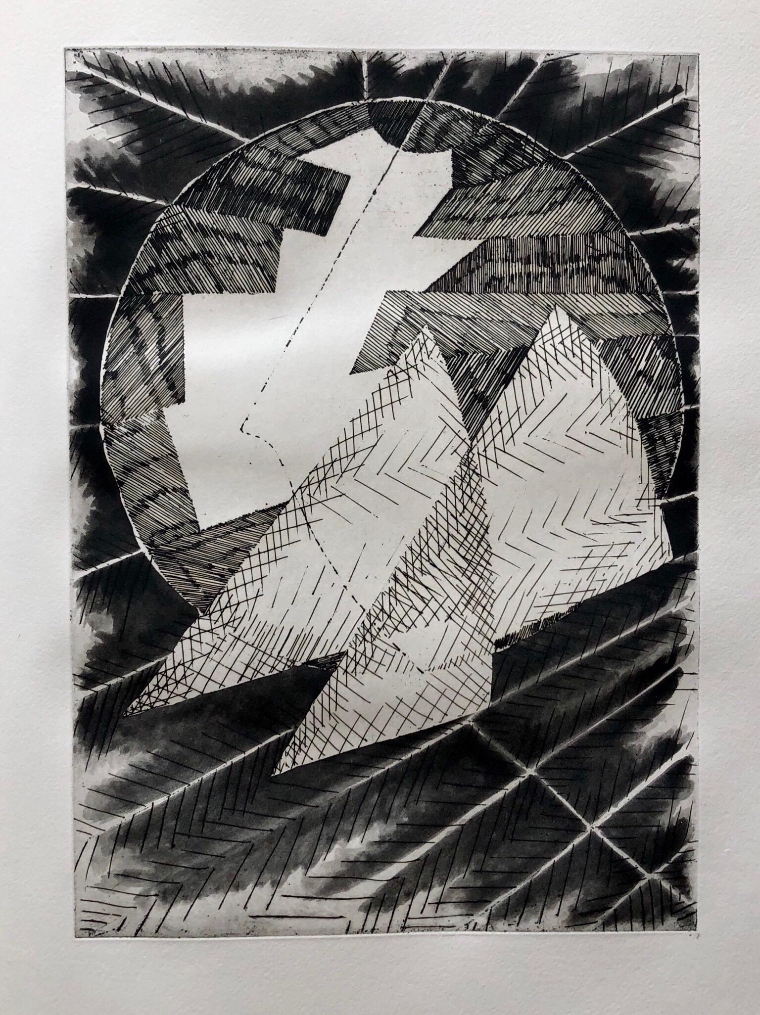 Abstract Print Jean Deyrolle - Avant Garde Français Abstrait Géométrique Aquatinte Gravure Op Art Kinetics