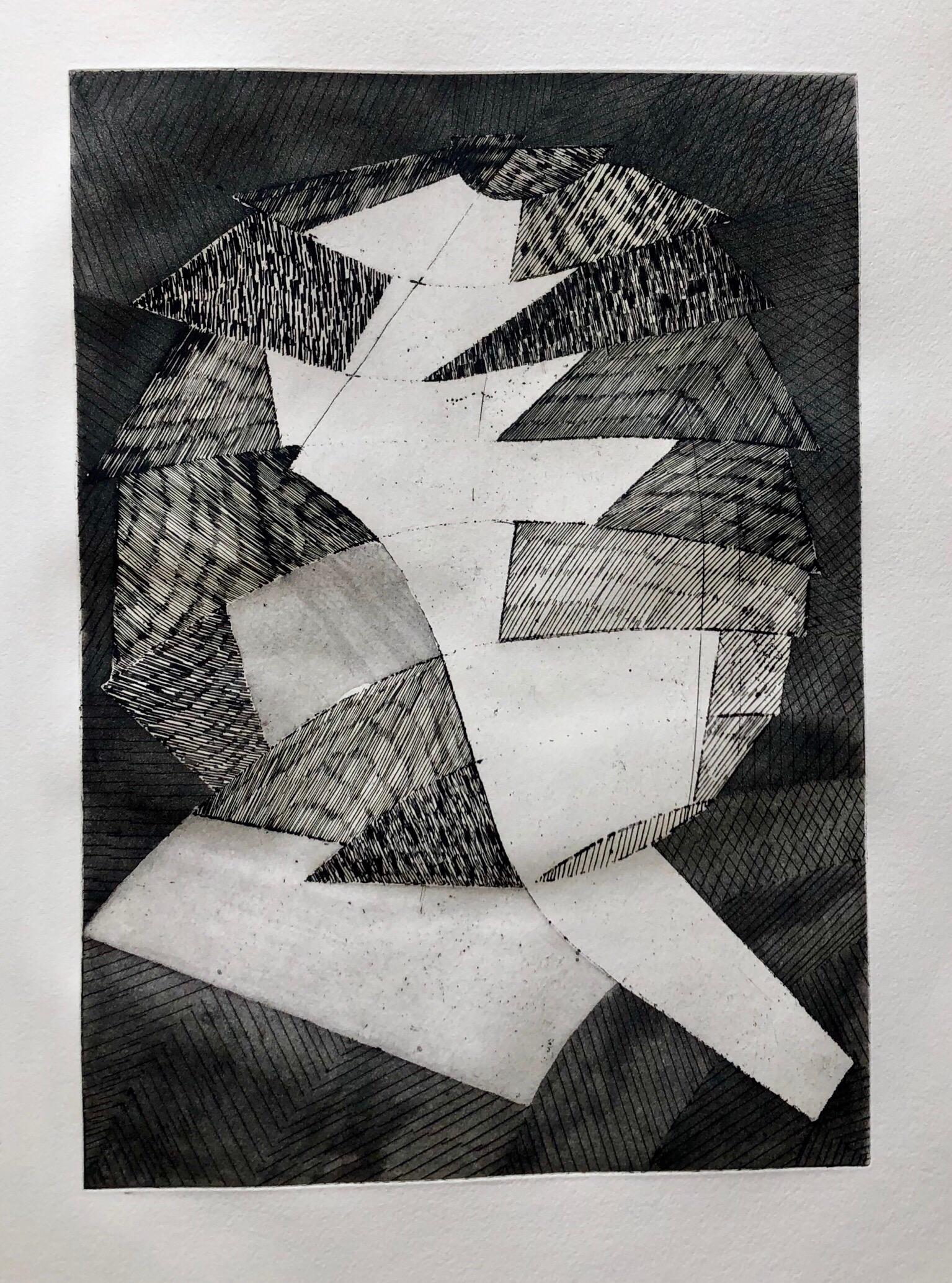 Avant Garde Français Abstrait Géométrique Aquatinte Gravure Op Art Kinetics