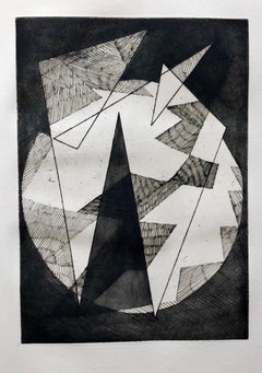 Avant Garde Français Abstrait Géométrique Aquatinte Gravure Op Art Kinetics