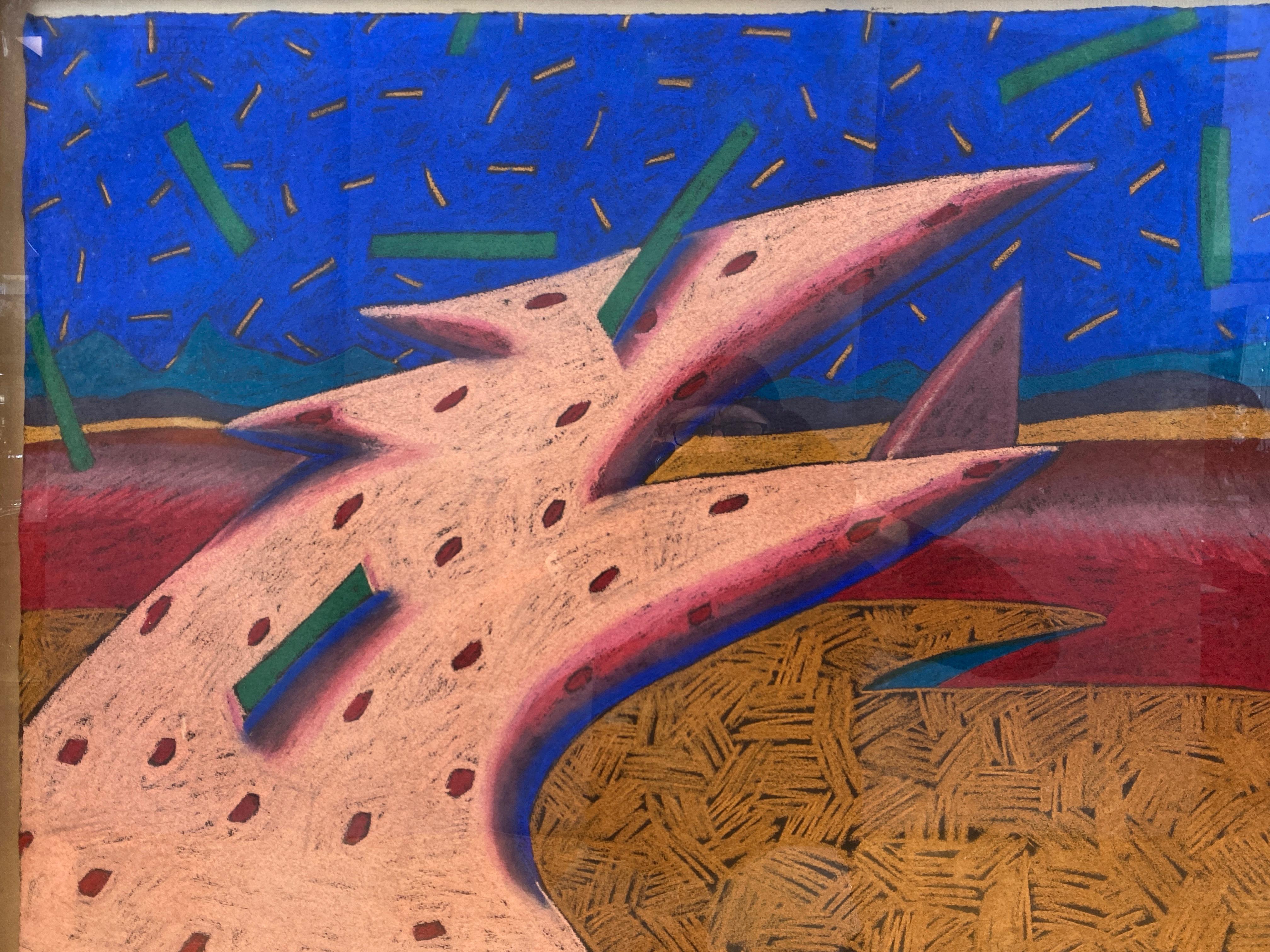Jean Dibble “Burden of Shame”, Large Postmodern Pastel, 1981 For Sale 1