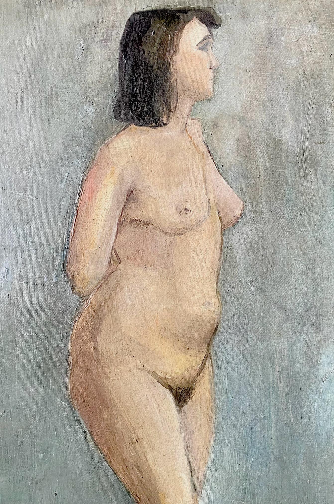 Model No. der Kunstschule: Der Akt eines Juweliers in Anlehnung an Bernard Buffets Nachkriegsästhetik (Französische Schule), Painting, von Jean Dinh Van