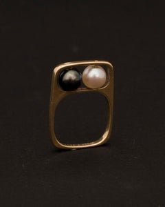 Jean Dinh Van for Pierre Cardin, 18 Karat Gold and Pearls Ring, 1966
