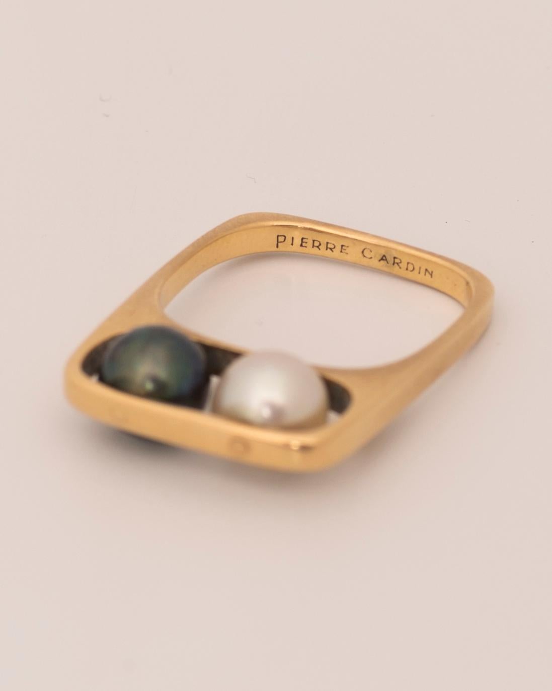 Women's or Men's Jean Dinh Van for Pierre Cardin, 18 Karat Gold and Pearls Ring, 1966