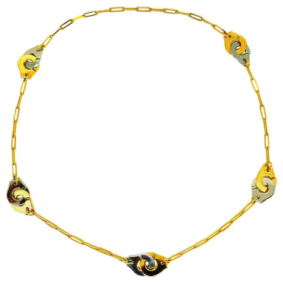 Jean Dinh Van Menottes "Handcuff" Yellow Gold and Steel Necklace