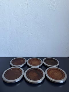 Jean Dobré Jacaranda and Stainless Steel Coasters for Tropic-Art - Set of Six
