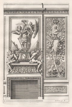 Dos grabados franceses de diseño de chimeneas de la época Luis XIV de Jean Dolivar