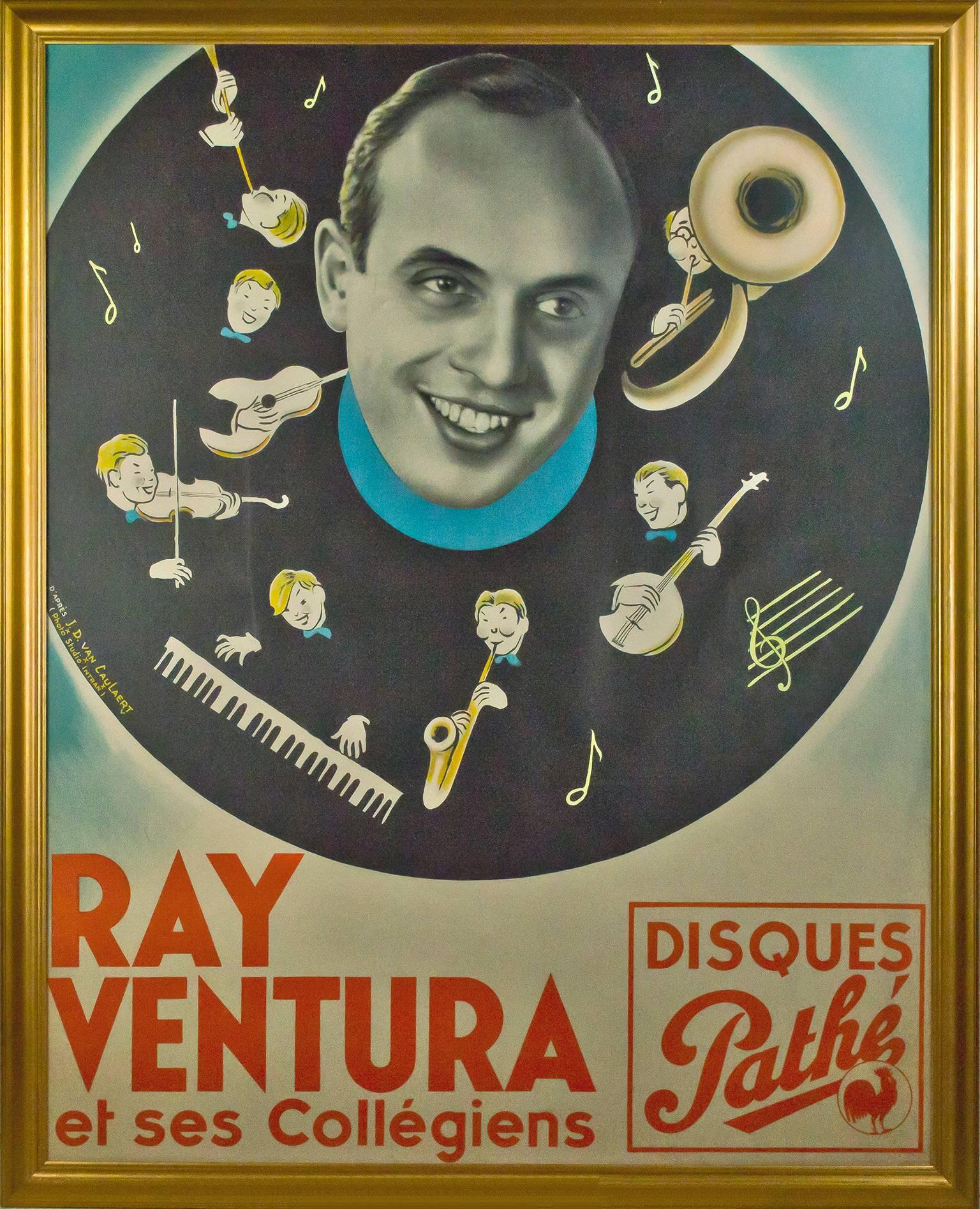 « Ray Ventura », affiche lithographique originale de Jean Dominique Van Caulaert - Autres styles artistiques Print par Jean Dominique van Caulaert