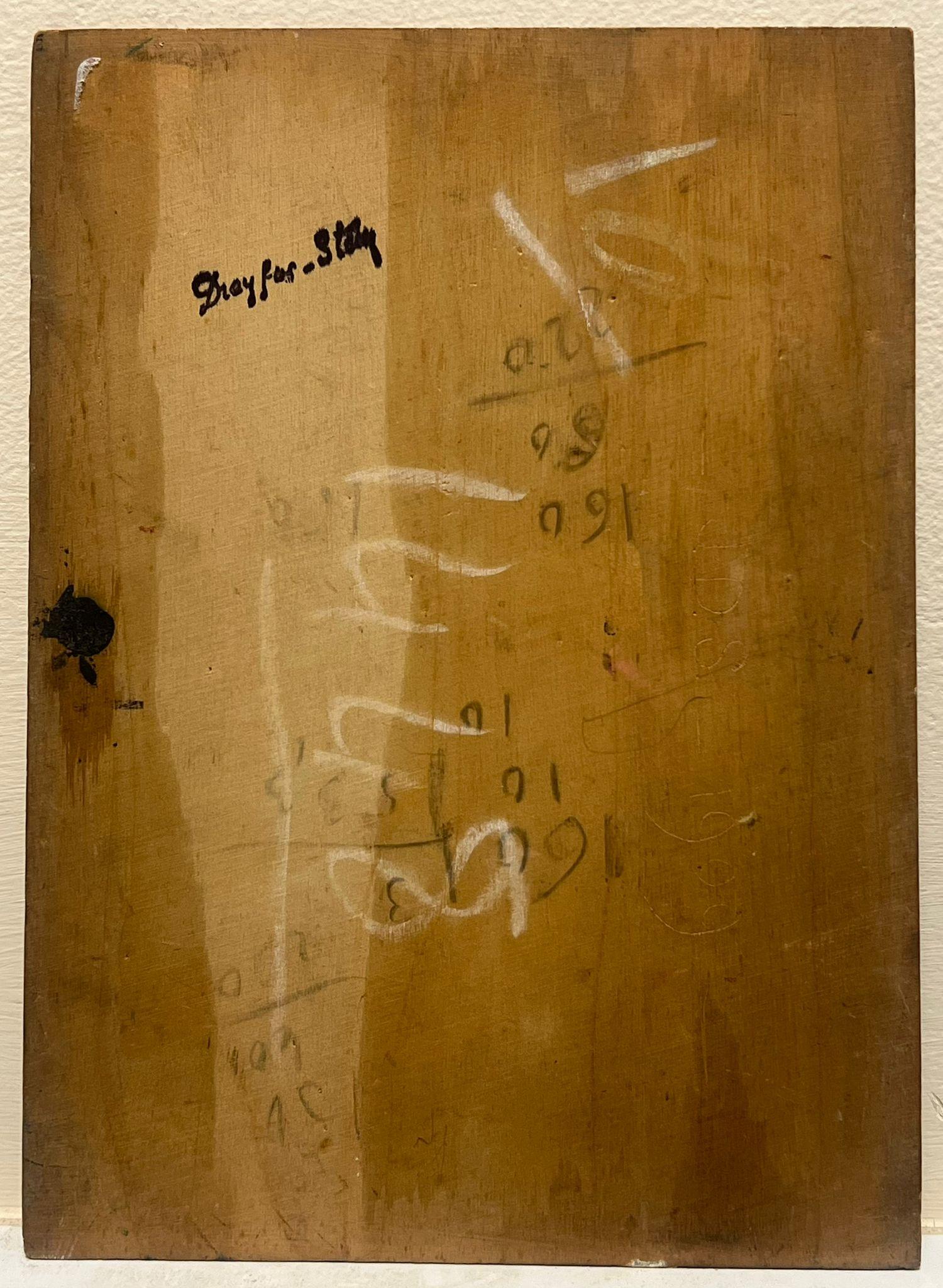 Village tranquille Ombres Paysage Moody Arbres Bâtiment Peinture à l'huile française des années 1930 en vente 1