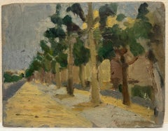 Sentiero di alberi illuminato dal sole Studio sulla luce Pittura a olio francese del 1930 Impressione francese
