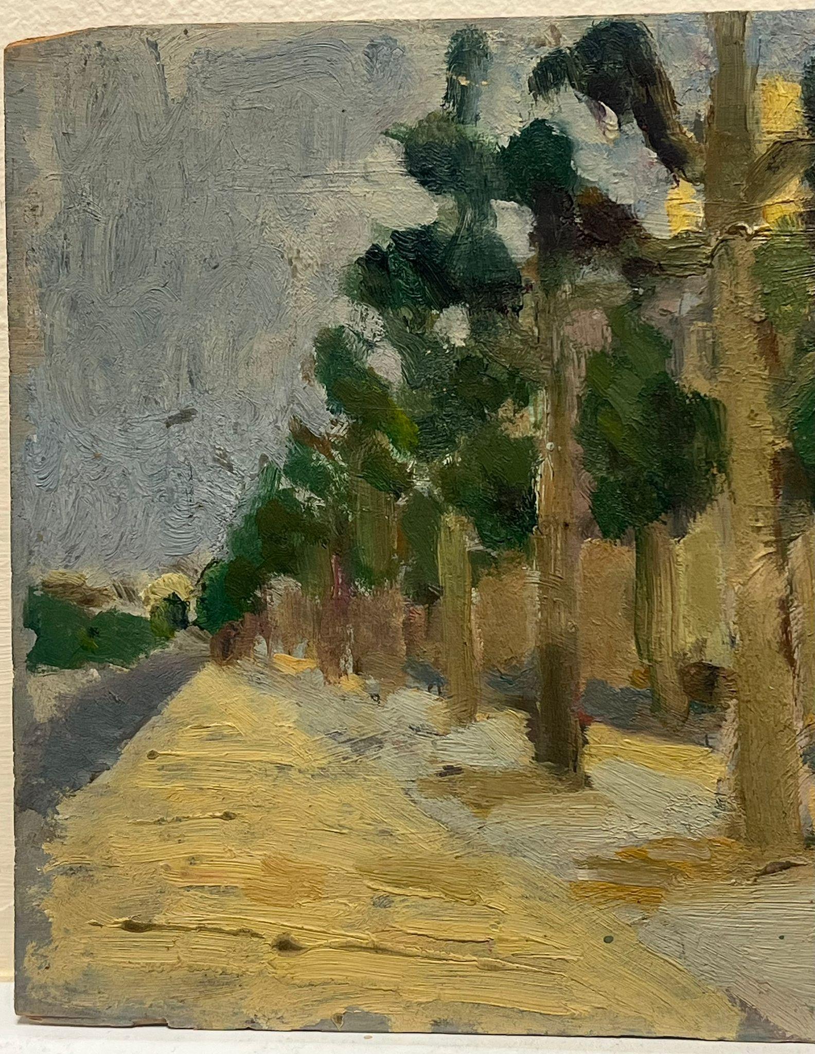 Camino de árboles iluminado por el sol Estudio de luz Pintura al óleo francesa Años 30 Impresión francesa - Painting Impresionista de Jean Dreyfus Stern (1890-1972)