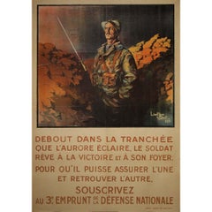Originalplakat von Jean Droit aus dem Jahr 1915 für den dritten nationalen Verteidigungskredit - Erster Weltkrieg
