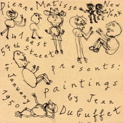 Vintage Jean Dubuffet 1950 exhibition announcement (Pierre Matisse gallery) 