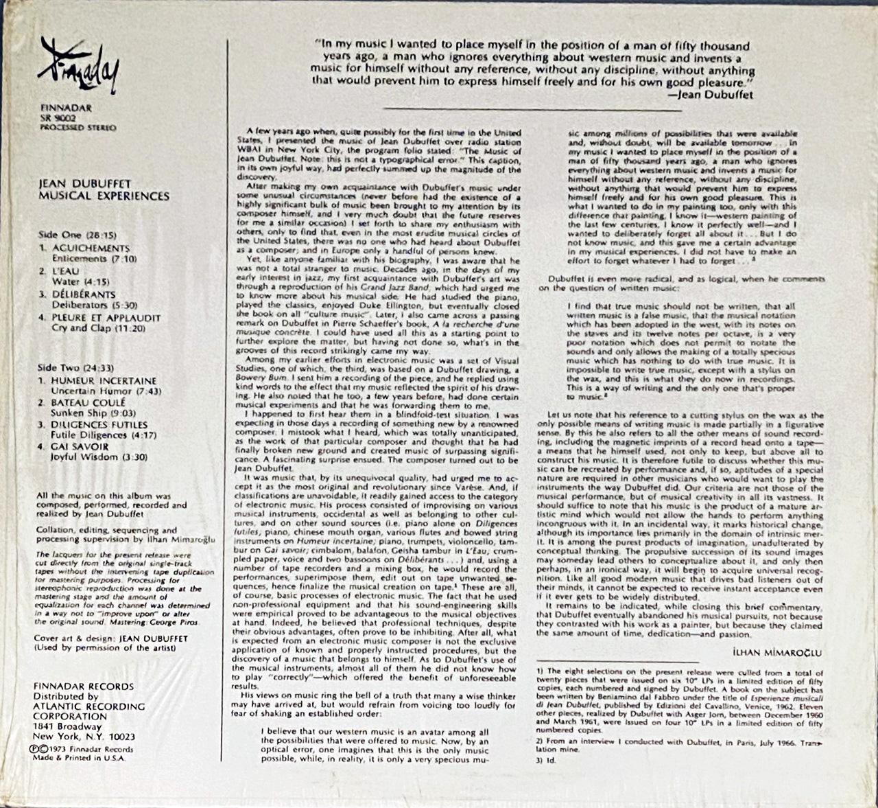 Jean Dubuffet Musical Experiences (Jean Dubuffet record art)  1