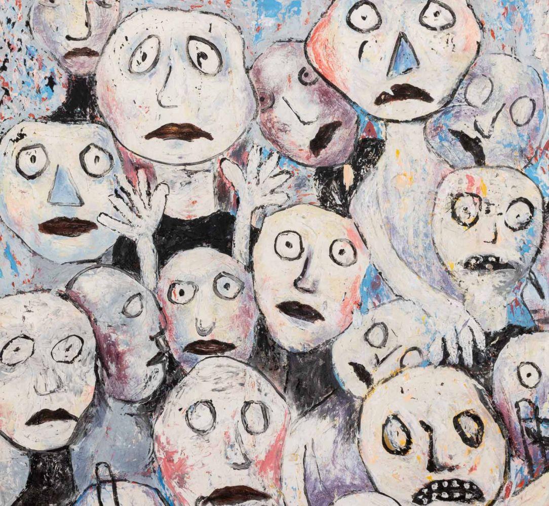 Figural Funeral Scene - Painting by Jean Dubuffet