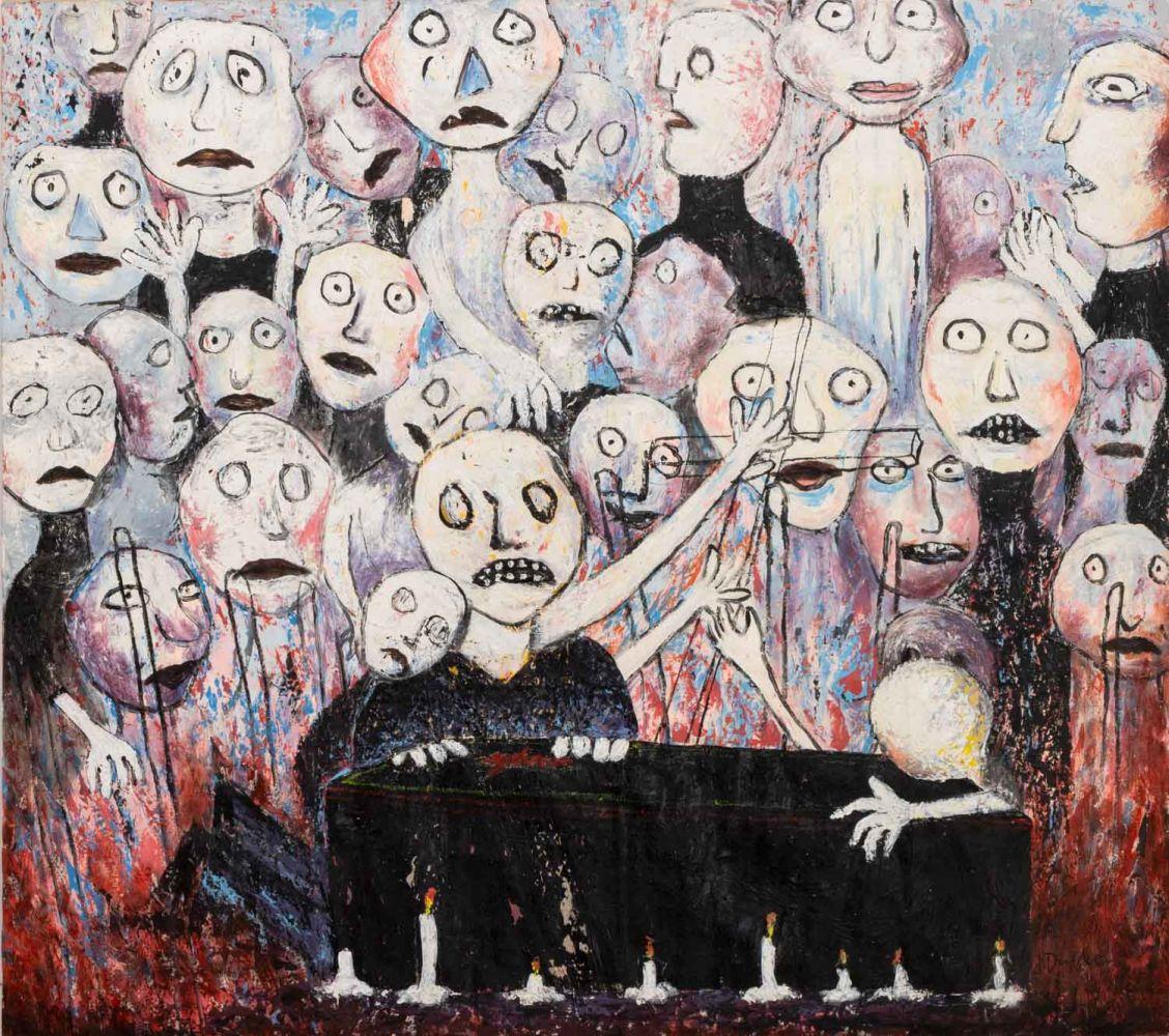 Jean Dubuffet Abstract Painting - Figural Funeral Scene