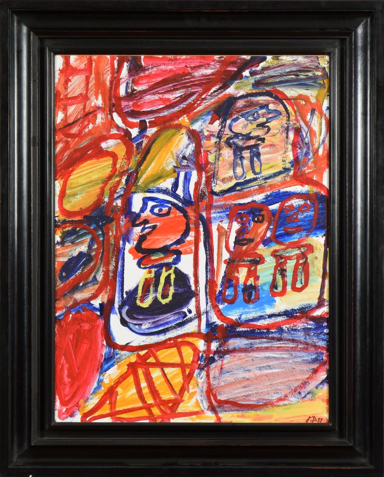 Jean Dubuffet - Site Avec 4 Personnages by JEAN DUBUFFET - Modern art,  acrylic on paper, colour For Sale at 1stDibs