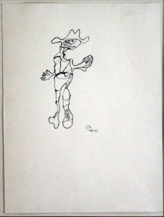 Jean Dubuffet Petit Personnage, signierte Tuschezeichnung auf Papier, Art Brut, gerahmt, 1960