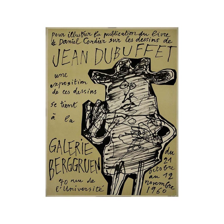 Affiche Lithographie Jean Dubuffet - Musée Des Arts Décoratifs 1960 - État Vintage
