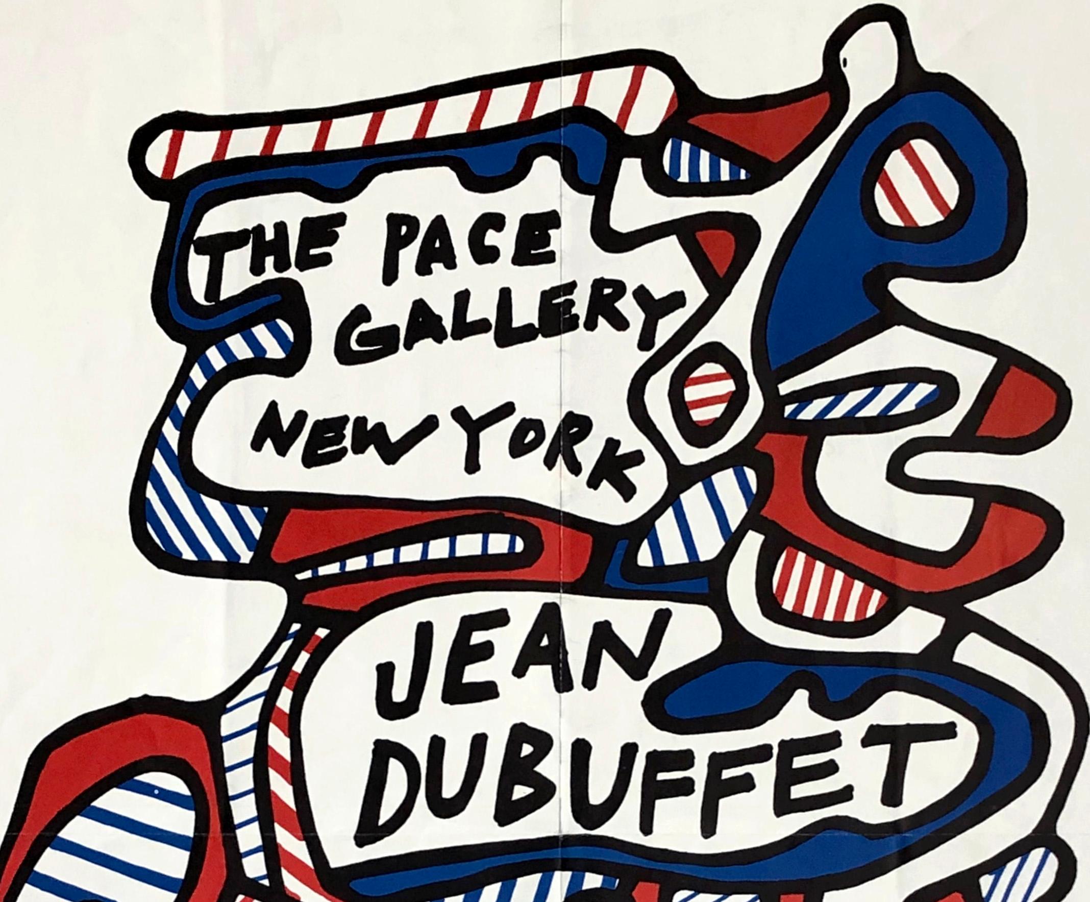 Jean Dubuffett: Painted Sculptures: New Sculpture and Drawing
Original 1968 exhibition poster published by The Gallery New York. 1st edition, 1st printing 1968. 

Offset lithograph 1968.
18.5 x 24.5 inches.
Fold-lines as issued; original post mark