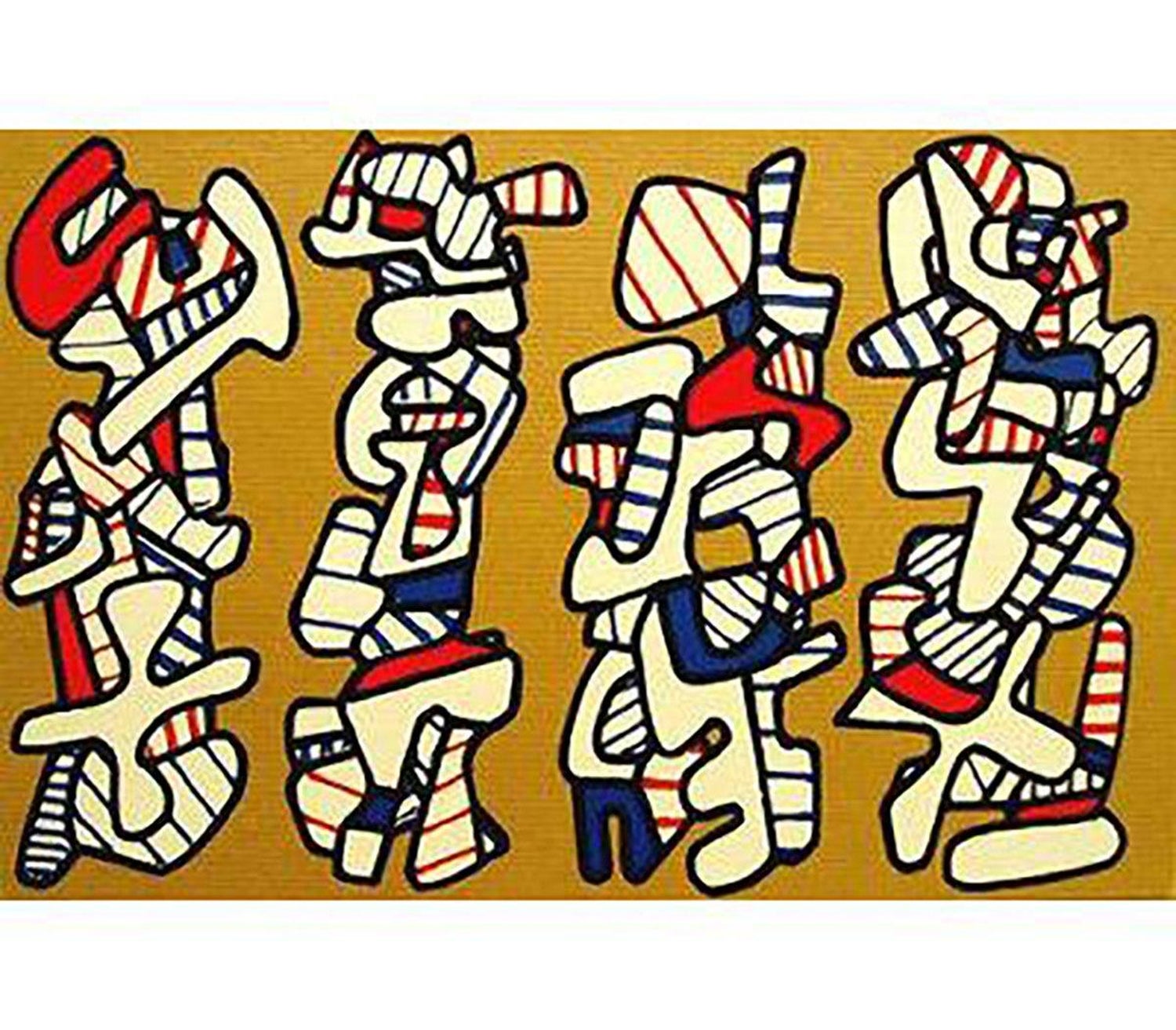 Jean Dubuffet - 1973 Jean Dubuffet 'La Botte A Nique' Abstract  Multicolor,Red,Yellow,White,Blue at 1stDibs