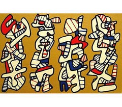 Vintage 1973 Jean Dubuffet 'La Botte A Nique' Abstract Multicolor, Red, Yellow, White, Blue 