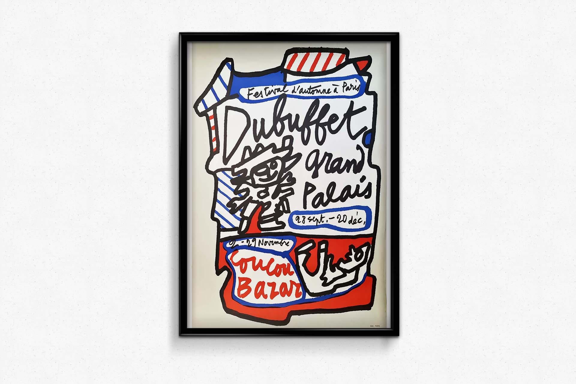 Cartel original de 1973 de Jean Dubuffet Coucou Bazar en el Grand Palais de París en venta 1
