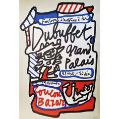 1973 original poster by Jean Dubuffet Coucou Bazar at the Grand Palais in Paris