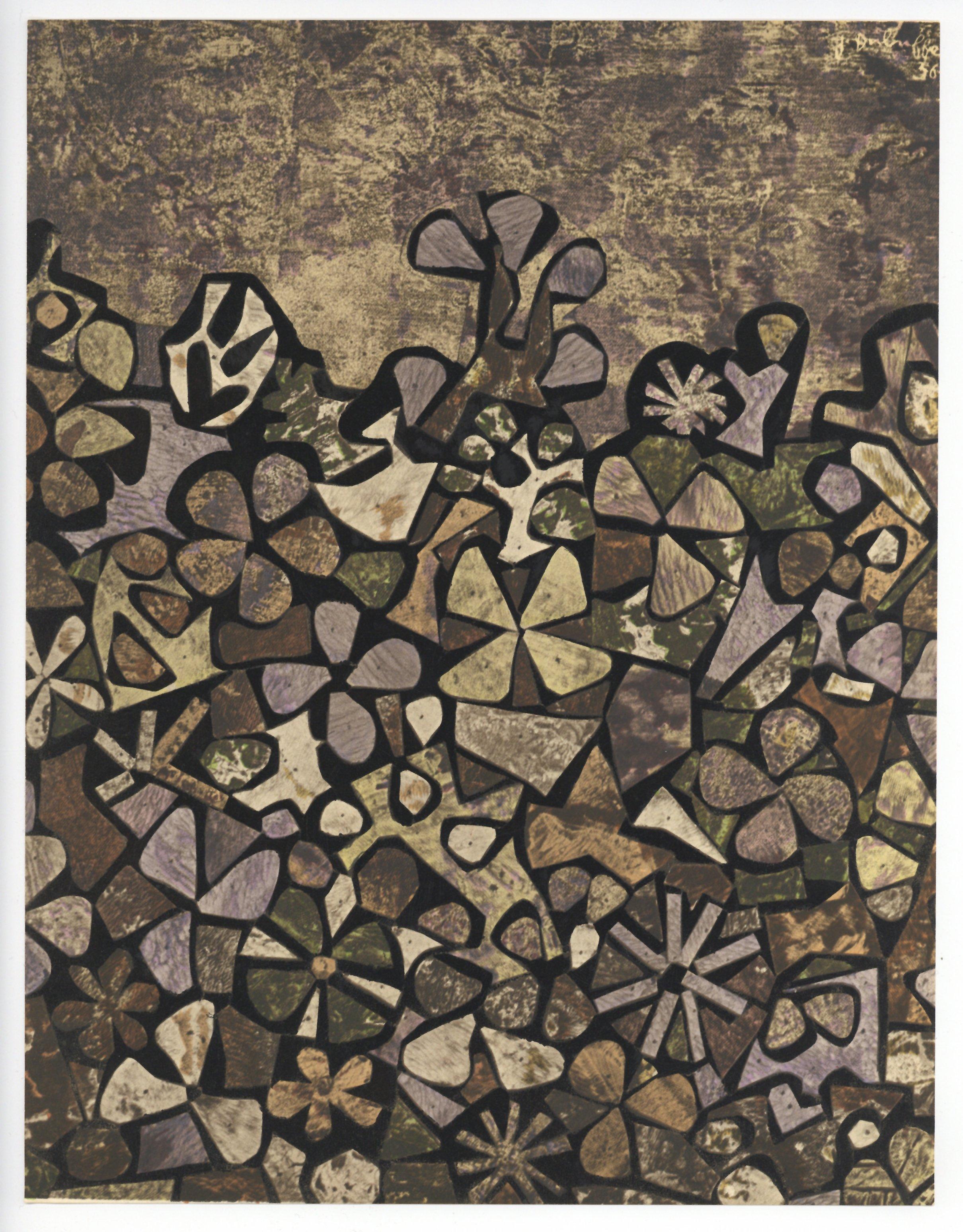 (after) Jean Dubuffet - "Jardin de quitte vite" pochoir