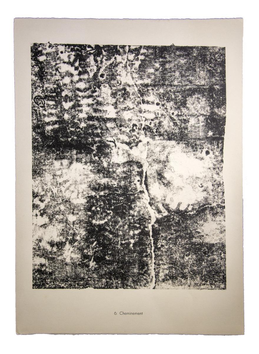 Cheminement è una litografia originale in bianco e nero tratta dall'album Theatre du sol del fondatore francese dell'Art Brut, Jean Dubuffet.

Ottime condizioni.

Jean Dubuffet (Le Havre 1901 - Parigi 1985) è conosciuto come il fondatore del